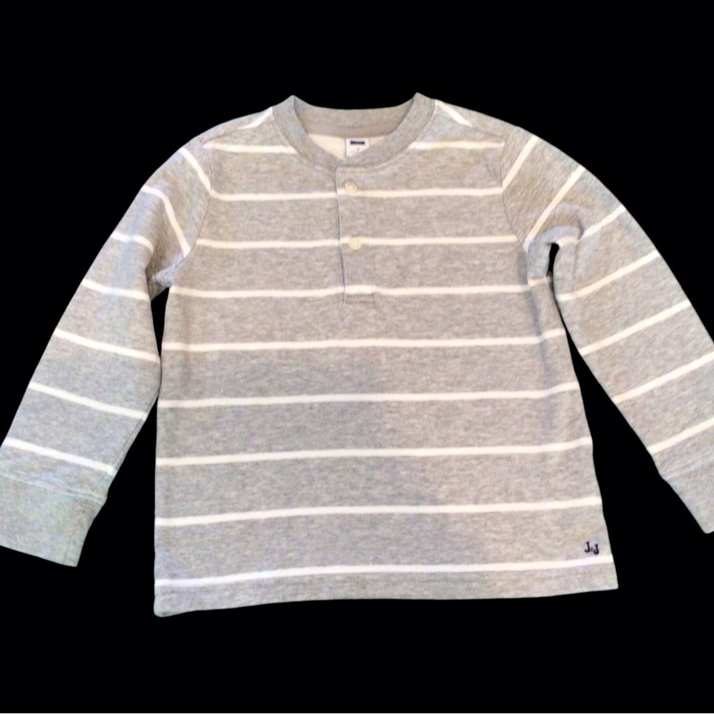 Janie and Jack gray and white long sleeve top, size 3.